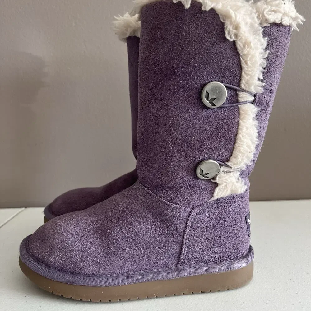 Koolaburra By UGG Kinslei Girl's Size 12 Purple Suede Shearling Boots 1096443